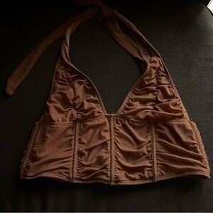 Brown Corset Halter Top